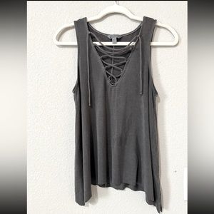 American Eagle Womens Cross Front Grey Tank Top Sise XS